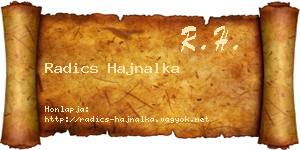 Radics Hajnalka névjegykártya
